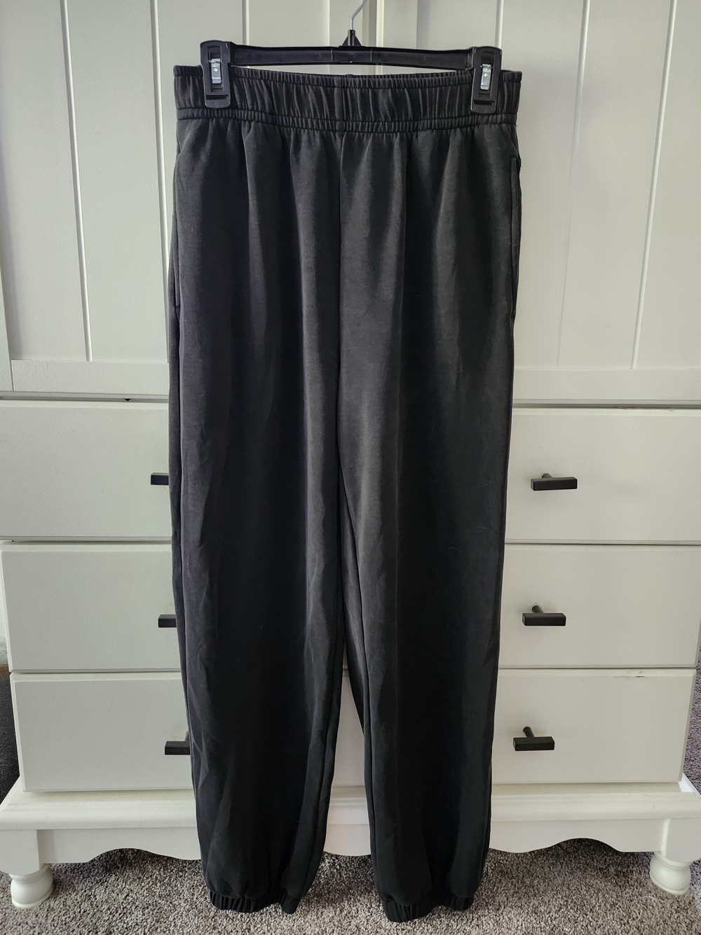 OYSHO Women's Black Elastic-Waist Jogger Pants With Pockets Sz M